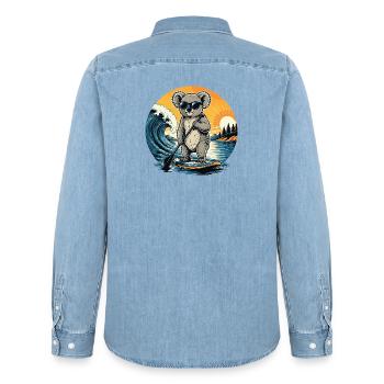 Koala SUP Paddleboard Board Stand Up paddle - Men’s Organic Denim Shirt by Stanley/Stella - light wash - Back - AI Model Male 185 light (185cm)
