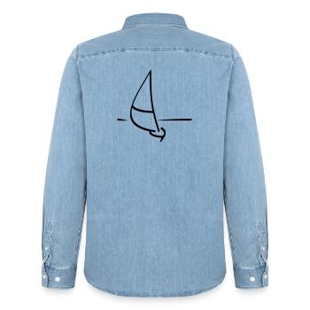 Sailboat - Men’s Organic Denim Shirt by Stanley/Stella - light wash - Back - AI Model Male 185 light (185cm)
