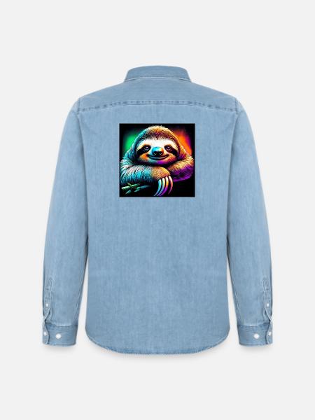 Faultier - Männer Jeanshemd Organic von Stanley/Stella - verwaschenes Hellblau