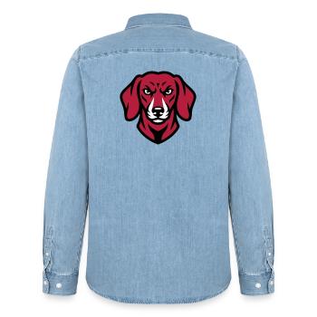 Dackel Maskottchen Logo - Männer Jeanshemd Organic von Stanley/Stella - verwaschenes Hellblau - Hinten - AI Model Male 185 light (185cm)