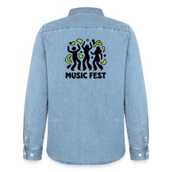 Tanzende Leute Musik Logo - Männer Jeanshemd Organic von Stanley/Stella - verwaschenes Hellblau - Hinten - AI Model Male 185 light (185cm)