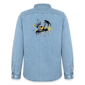 cocktail_bar - Chemise en denim homme bio Stanley/Stella - bleu clair délavé - Dos - AI Model Male 185 light (185cm)