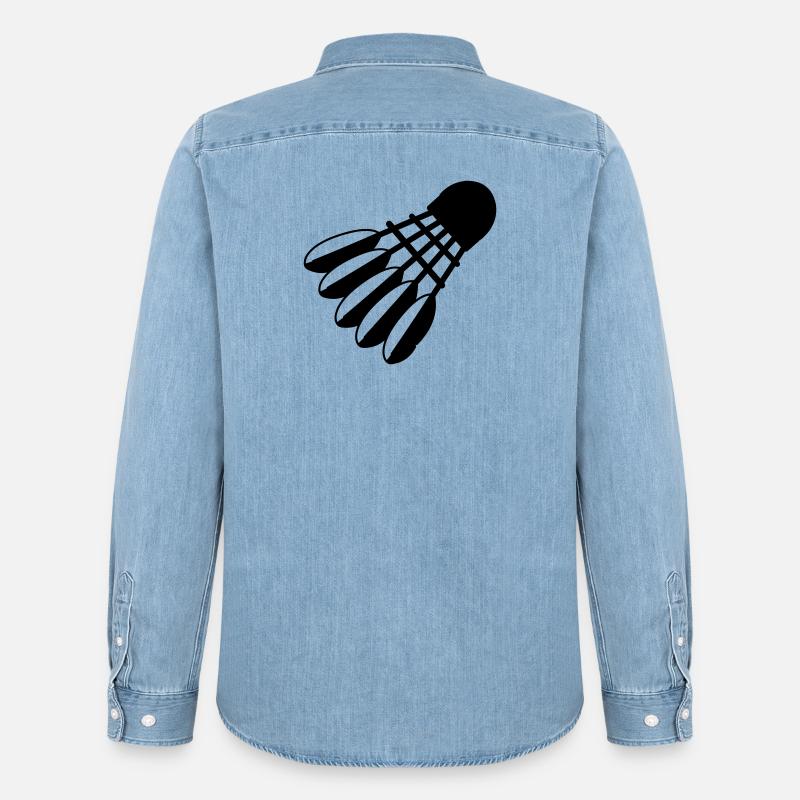 Badminton Shuttle Logo mit Federn - Männer Jeanshemd Organic von Stanley/Stella - verwaschenes Hellblau