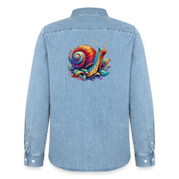 Escargot - Chemise en denim homme bio Stanley/Stella - bleu clair délavé - Dos - AI Model Male 185 light (185cm)