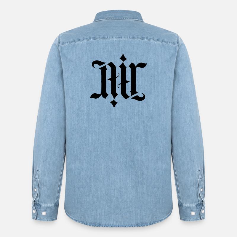 Ambigramm - Air  - Männer Jeanshemd Organic von Stanley/Stella - verwaschenes Hellblau