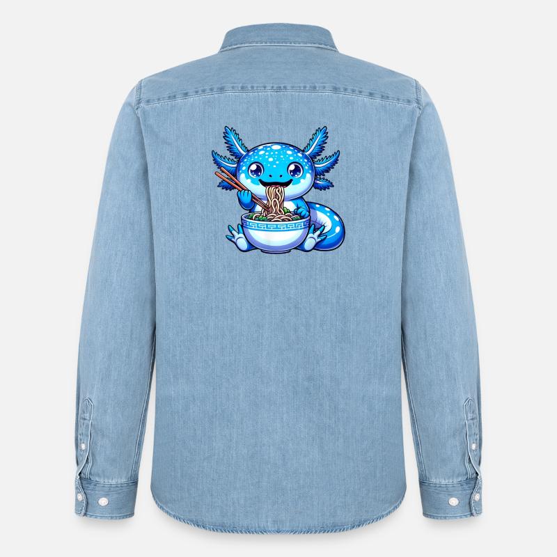 Blaue Nudeln Drachen Essstäbchen - Männer Jeanshemd Organic von Stanley/Stella - verwaschenes Hellblau