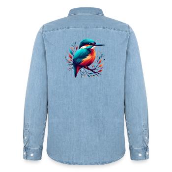 Kingfisher - Men’s Organic Denim Shirt by Stanley/Stella - light wash - Back - AI Model Male 185 light (185cm)