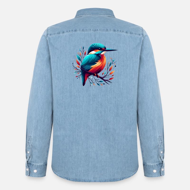 Eisvogel - Männer Jeanshemd Organic von Stanley/Stella - verwaschenes Hellblau