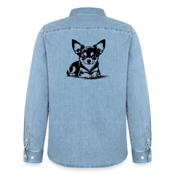 Chihuahua - Männer Jeanshemd Organic von Stanley/Stella - verwaschenes Hellblau - Hinten - AI Model Male 185 light (185cm)