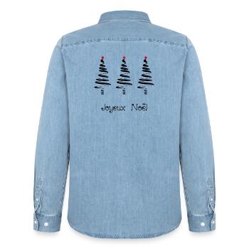 WEIHNACHTSMANN. WEIHNACHTEN. FROHE WEIHNACHTEN. FROHE WEIHNACHTEN - Männer Jeanshemd Organic von Stanley/Stella - verwaschenes Hellblau - Hinten - AI Model Male 185 light (185cm)