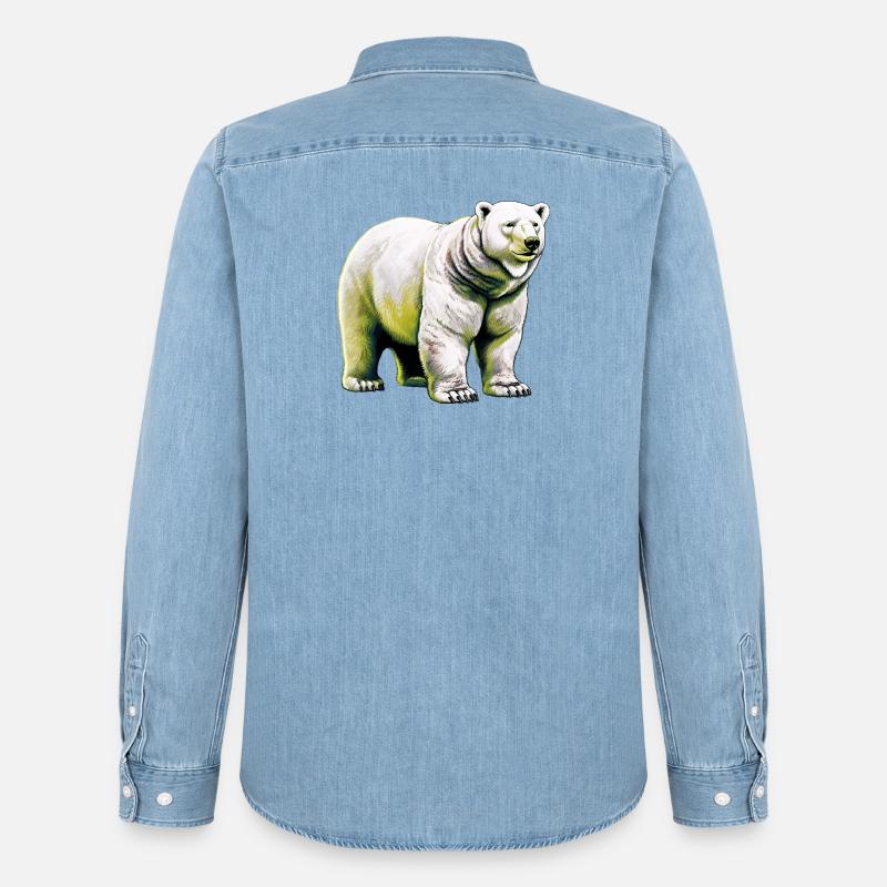 Weißer Eisbär - Männer Jeanshemd Organic von Stanley/Stella - verwaschenes Hellblau