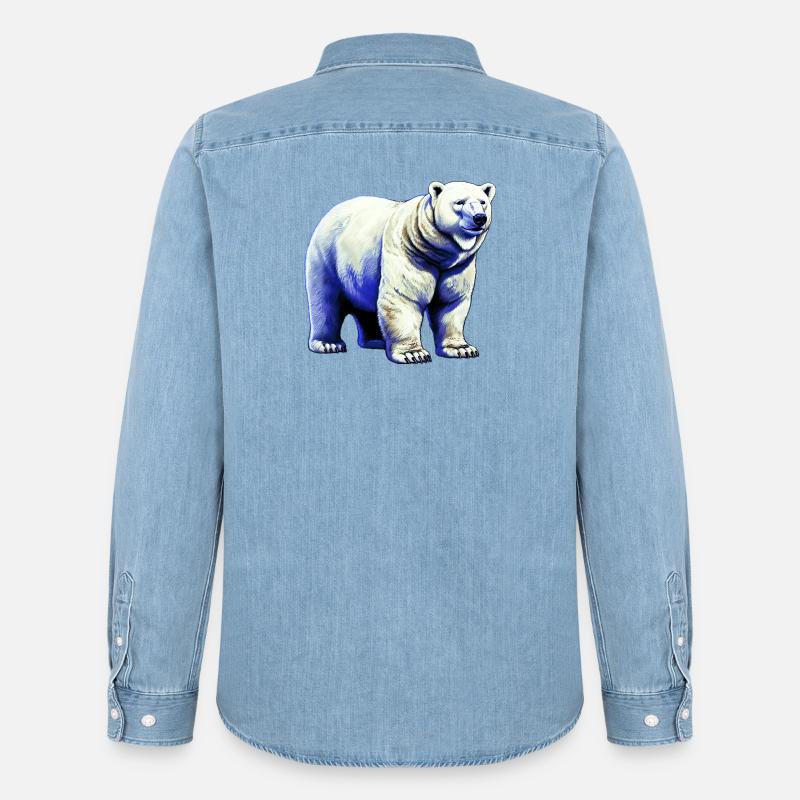 Weißer Eisbär - Männer Jeanshemd Organic von Stanley/Stella - verwaschenes Hellblau