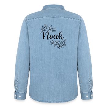 Noah | Name of Name | Vectorgraphic ! - Men’s Organic Denim Shirt by Stanley/Stella - light wash - Back - AI Model Male 185 light (185cm)