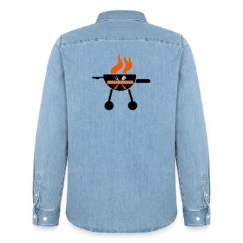 Grillmeister – Lustiges BBQ Design für ech - Männer Jeanshemd Organic von Stanley/Stella - verwaschenes Hellblau - Hinten - AI Model Male 185 light (185cm)