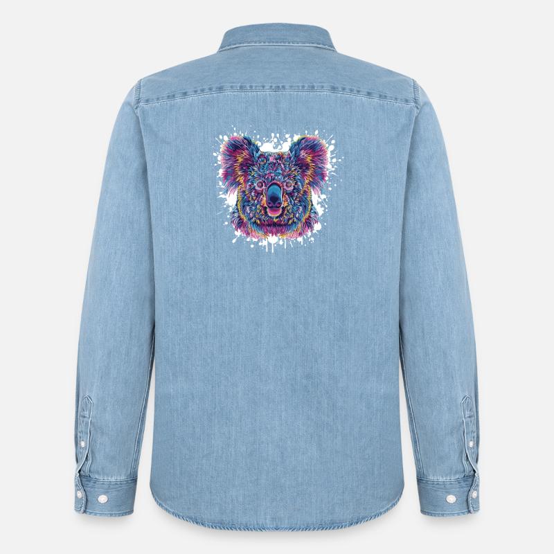 Koala Farbklecks - Männer Jeanshemd Organic von Stanley/Stella - verwaschenes Hellblau