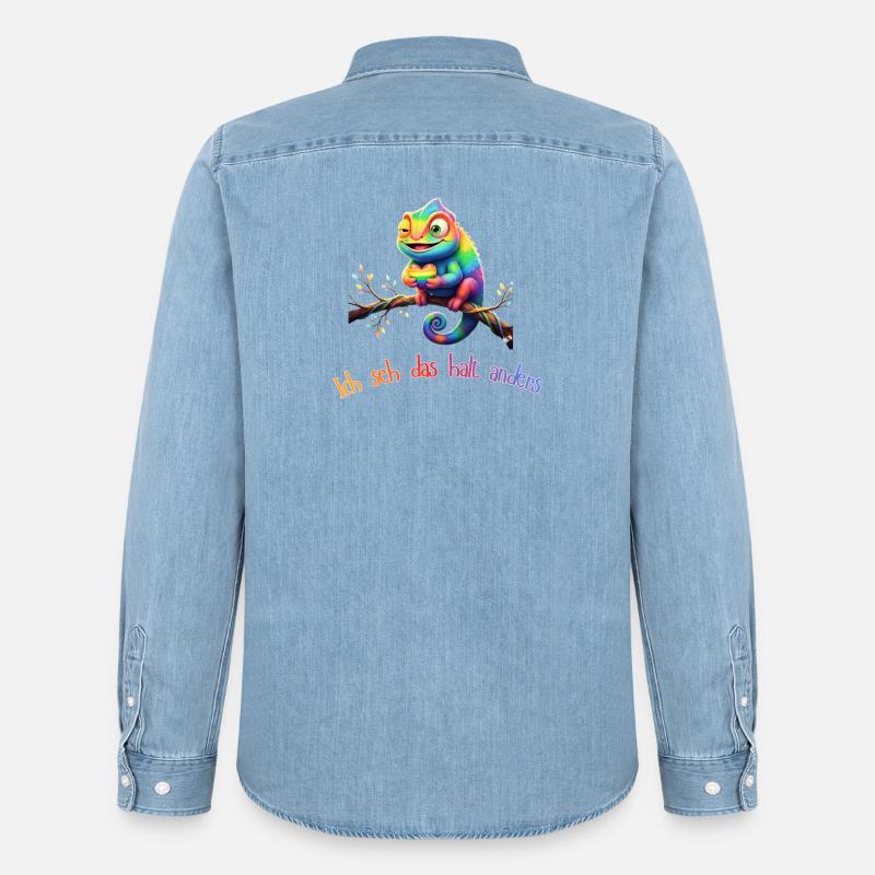 Ich seh das halt anders!  - Männer Jeanshemd Organic von Stanley/Stella - verwaschenes Hellblau