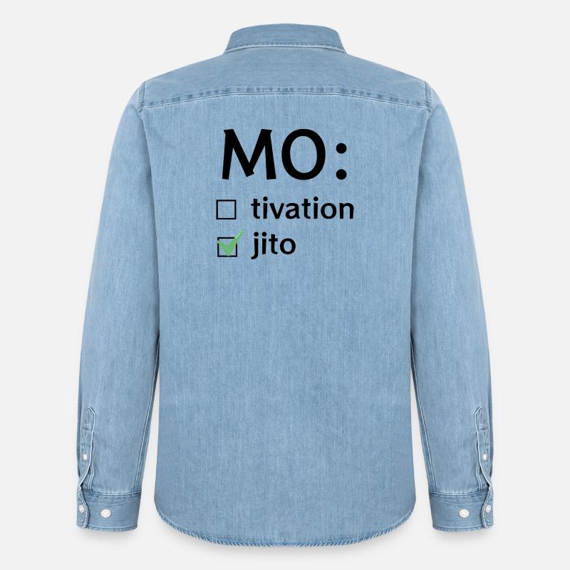 Motivation oder Mojito - Männer Jeanshemd Organic von Stanley/Stella - verwaschenes Hellblau