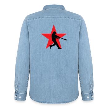 Baseball - Sport - Chemise en denim homme bio Stanley/Stella - bleu clair délavé - Dos - AI Model Male 185 light (185cm)
