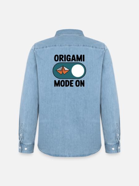 Origami-mode på papir foldehobby som udtryk for - Stanley/Stella herre denimskjorte økologisk - afbleget lyseblå