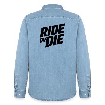 Rouler ou mourir - Chemise en denim homme bio Stanley/Stella - bleu clair délavé - Dos - AI Model Male 185 light (185cm)