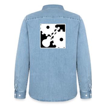 Rock against the Machine - Men’s Organic Denim Shirt by Stanley/Stella - light wash - Back - AI Model Male 185 light (185cm)