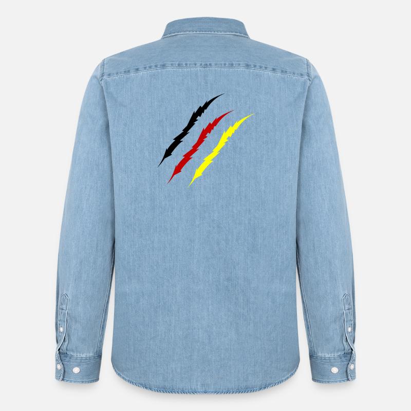 krallen_deutschland_-2- - Camicia in denim uomo bio di Stanley/Stella - azzurro chiaro slavato