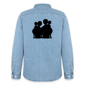 Familie Silhouette Eltern Kinder Liebe Zusammen - Männer Jeanshemd Organic von Stanley/Stella - verwaschenes Hellblau - Hinten - AI Model Male 185 light (185cm)