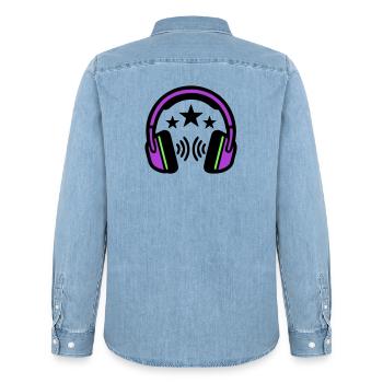 DJ Kopfhoerer Sound Logo - Männer Jeanshemd Organic von Stanley/Stella - verwaschenes Hellblau - Hinten - AI Model Male 185 light (185cm)