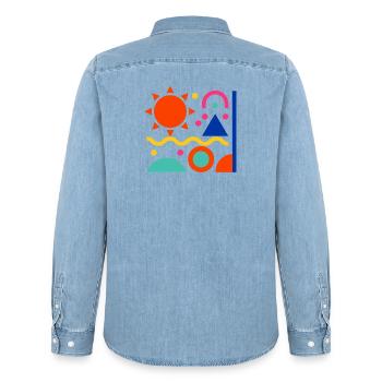 Bunte Formen - Männer Jeanshemd Organic von Stanley/Stella - verwaschenes Hellblau - Hinten - AI Model Male 185 light (185cm)