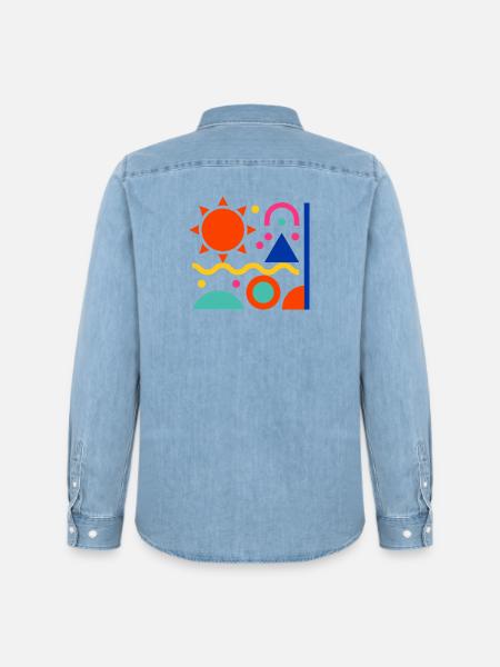 Bunte Formen - Männer Jeanshemd Organic von Stanley/Stella - verwaschenes Hellblau