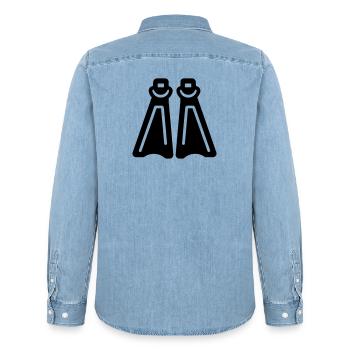 palmes de plongée - Chemise en denim homme bio Stanley/Stella - bleu clair délavé - Dos - AI Model Male 185 light (185cm)