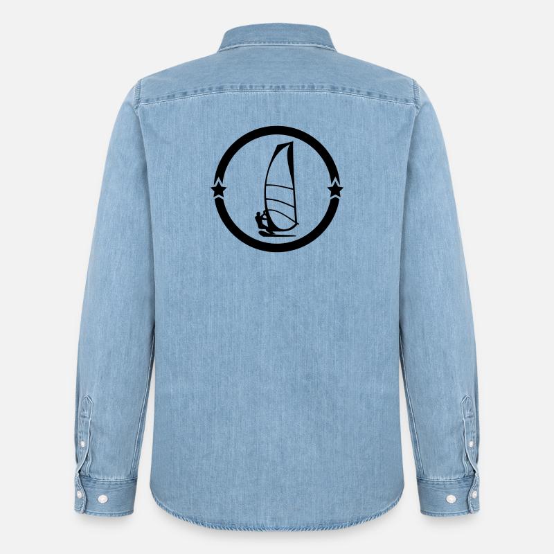 Windsurfen / Windsurfer / Windsurf / Windsurfing - Männer Jeanshemd Organic von Stanley/Stella - verwaschenes Hellblau