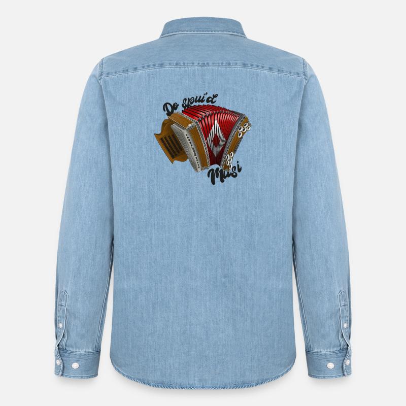 Do spui'd Musi // dunkel | ZiachON! - Männer Jeanshemd Organic von Stanley/Stella - verwaschenes Hellblau