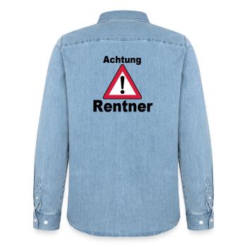 Rente Rentner Rentnerin Berufe Achtung Rentner(25) - Männer Jeanshemd Organic von Stanley/Stella - verwaschenes Hellblau - Hinten - AI Model Male 185 light (185cm)