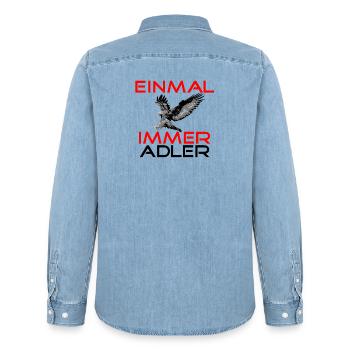 Einmal Adler - Immer Adler - Männer Jeanshemd Organic von Stanley/Stella - verwaschenes Hellblau - Hinten - AI Model Male 185 light (185cm)