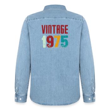 Vintage 1975 Original Part - Men’s Organic Denim Shirt by Stanley/Stella - light wash - Back - AI Model Male 185 light (185cm)