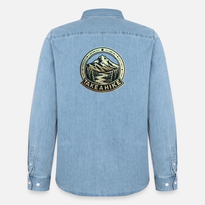 Machen Sie eine Wanderung! - Männer Jeanshemd Organic von Stanley/Stella - verwaschenes Hellblau