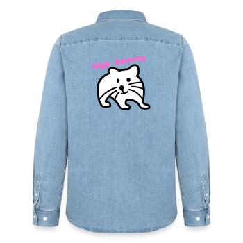 hiya hammy - Men’s Organic Denim Shirt by Stanley/Stella - light wash - Back - AI Model Male 185 light (185cm)