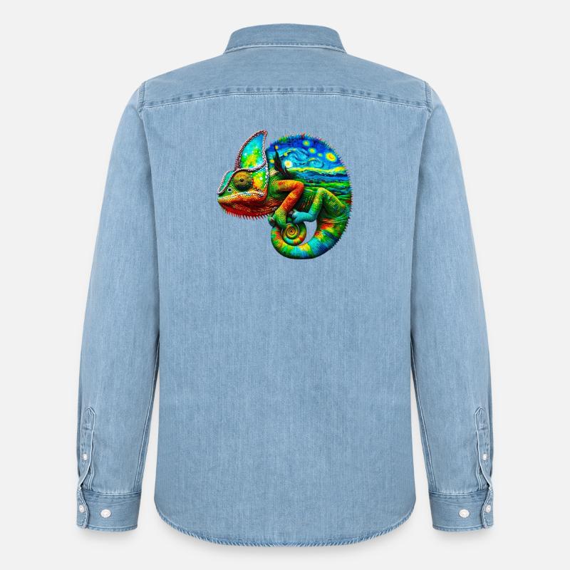 Van Gogh Chamäleon - Männer Jeanshemd Organic von Stanley/Stella - verwaschenes Hellblau