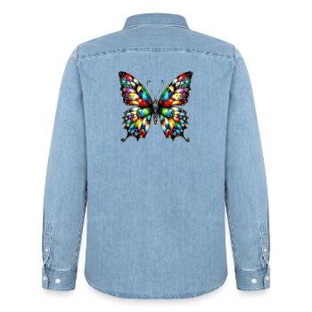 Papillon - Chemise en denim homme bio Stanley/Stella - bleu clair délavé - Dos - AI Model Male 185 light (185cm)