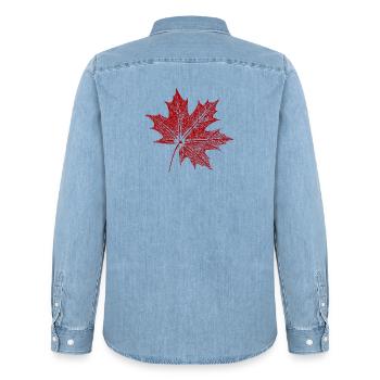 Maple leaf - Men’s Organic Denim Shirt by Stanley/Stella - light wash - Back - AI Model Male 185 light (185cm)