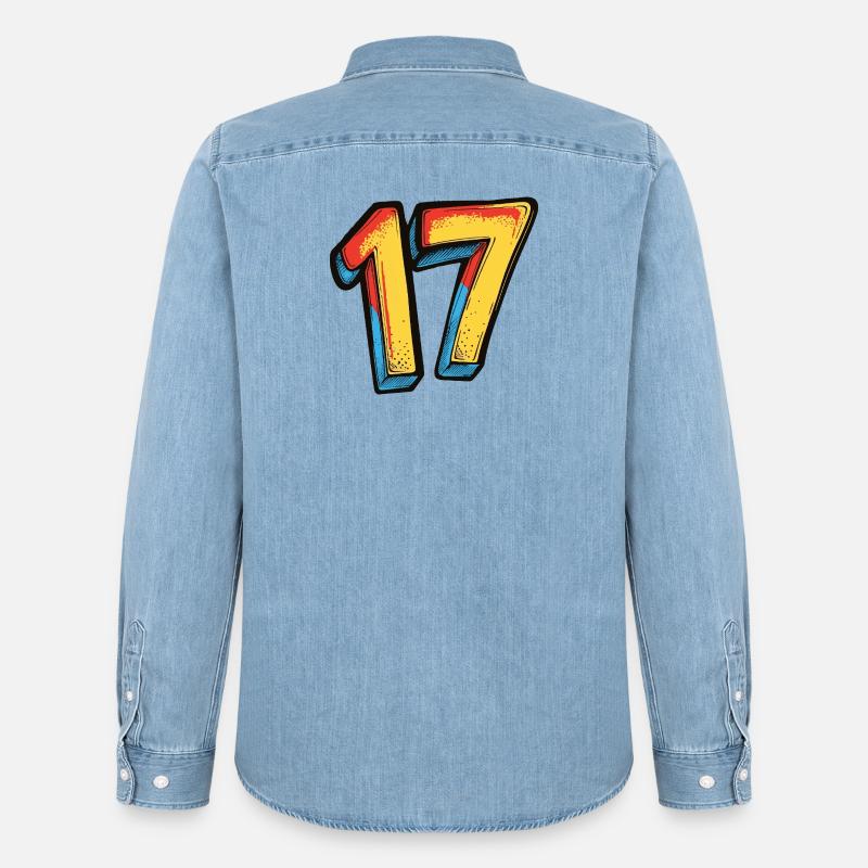 17 Numero Colorato - Camicia in denim uomo bio di Stanley/Stella - azzurro chiaro slavato