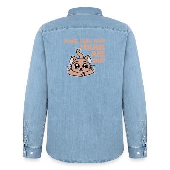 Make Sure Your Friends Are Okay Katze Kätzchen Süß - Männer Jeanshemd Organic von Stanley/Stella - verwaschenes Hellblau - Hinten - AI Model Male 185 light (185cm)