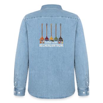 Rechenzentrum Gärtner Garten Gartenarbeit - Männer Jeanshemd Organic von Stanley/Stella - verwaschenes Hellblau - Hinten - AI Model Male 185 light (185cm)