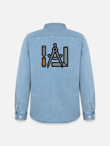 Carpenter Tools Graphic - Men’s Organic Denim Shirt by Stanley/Stella - light wash