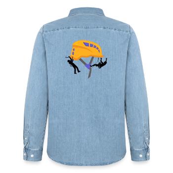 klettern bouldern felsklettern berge Bergsport - Männer Jeanshemd Organic von Stanley/Stella - verwaschenes Hellblau - Hinten - AI Model Male 185 light (185cm)