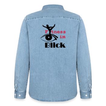 Fitness im Blick Sport Medizin Sprüche Geschenk - Männer Jeanshemd Organic von Stanley/Stella - verwaschenes Hellblau - Hinten - AI Model Male 185 light (185cm)