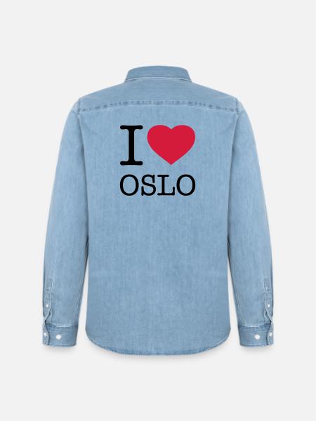 I LOVE OSLO Norway - Men’s Organic Denim Shirt by Stanley/Stella - light wash