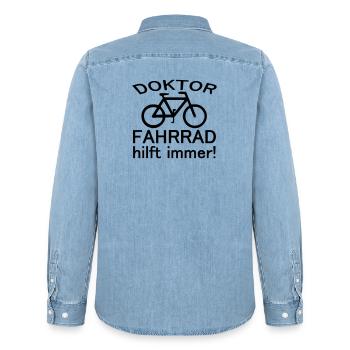 Doktor Fahrrad Radfahrer Spruch Geschenk Medizin - Männer Jeanshemd Organic von Stanley/Stella - verwaschenes Hellblau - Hinten - AI Model Male 185 light (185cm)