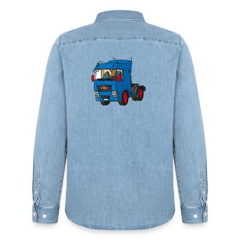 Tracteur bleu - Chemise en denim homme bio Stanley/Stella - bleu clair délavé - Dos - AI Model Male 185 light (185cm)